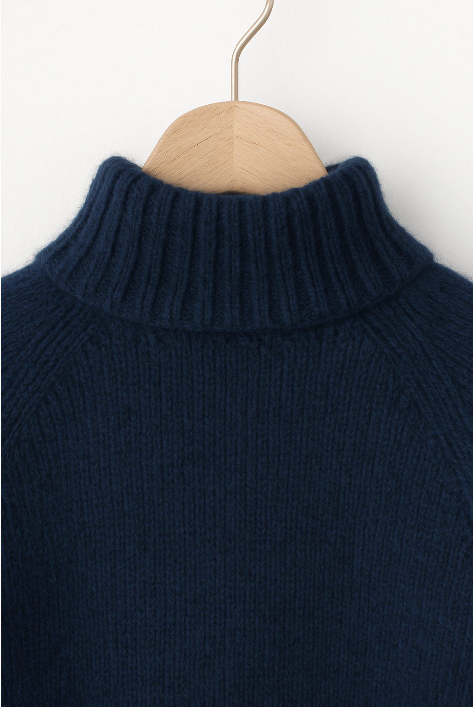 Sweater med høj hals - strikkeopskrift digital download