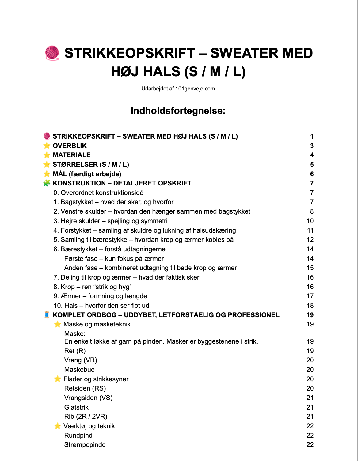 Sweater med høj hals - strikkeopskrift digital download